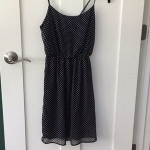 Navy Blue and White Polka Dot Dress